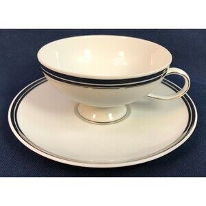Belcrest Royal Bavarian Fine China Cup & Saucer Double Platinum Rings Germany